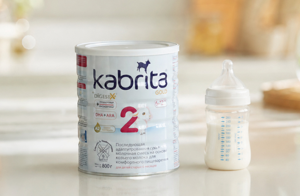 Детская смесь Kabrita 2 и бутылочка для кормления